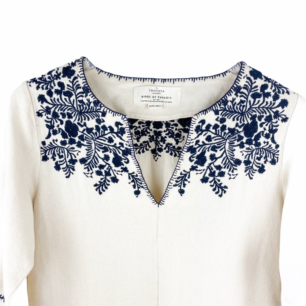 Anthropologie TROVATA Birds of Paradise Nina Linen Shift Dress XS - Picture 6 of 11